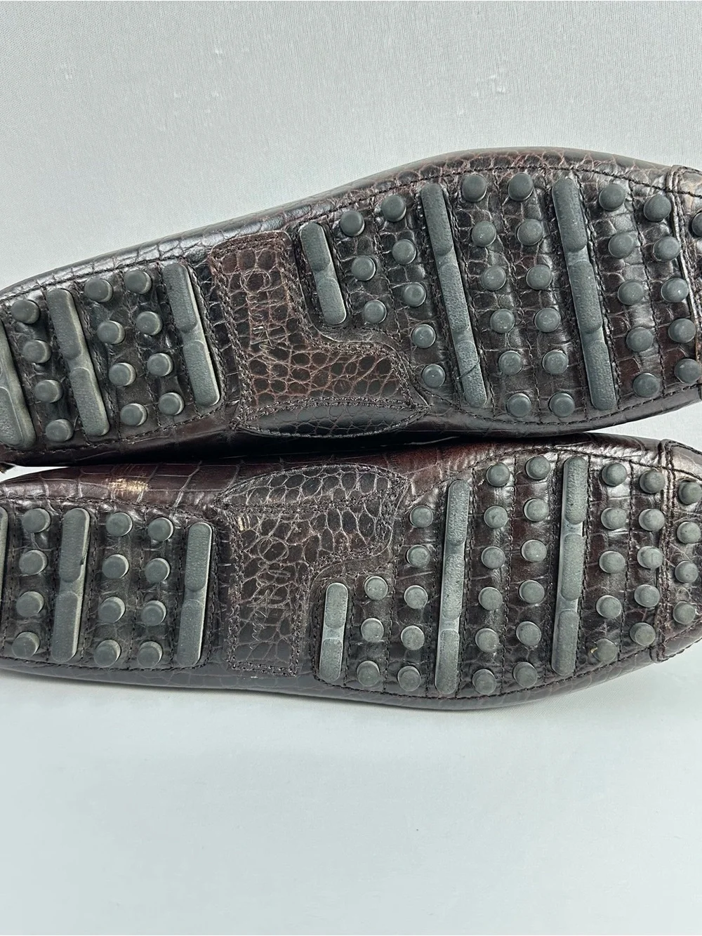 Cole Haan Men's Dark Brown Croc-Embossed Leather Boat Shoes